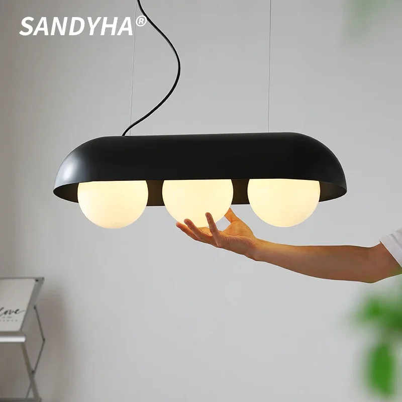 

SANDYHA Modern Minimalist Iron Art Pendant Lights Glass Ball Design Led Lamps Living Room Decor Dining Table Lighting Fixtures