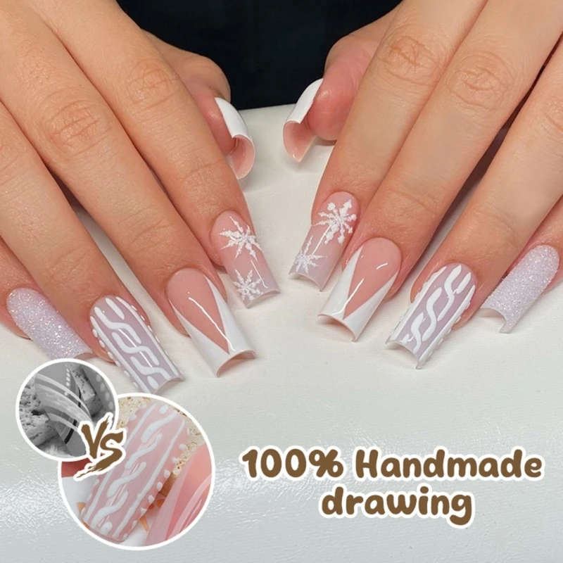 24 Uds. Decoraciones navideñas para uñas, manicura uñas postizas brillantes para eventos festivos, envío directo