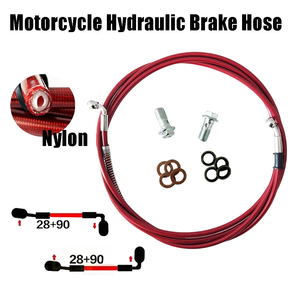 

10~500cm M10 Banjo Motorcycle Hydraulic Brake Hose Tube Line 28-90 degree Cable Pipe Line Steel Mesh Braided Oil Hose ATV