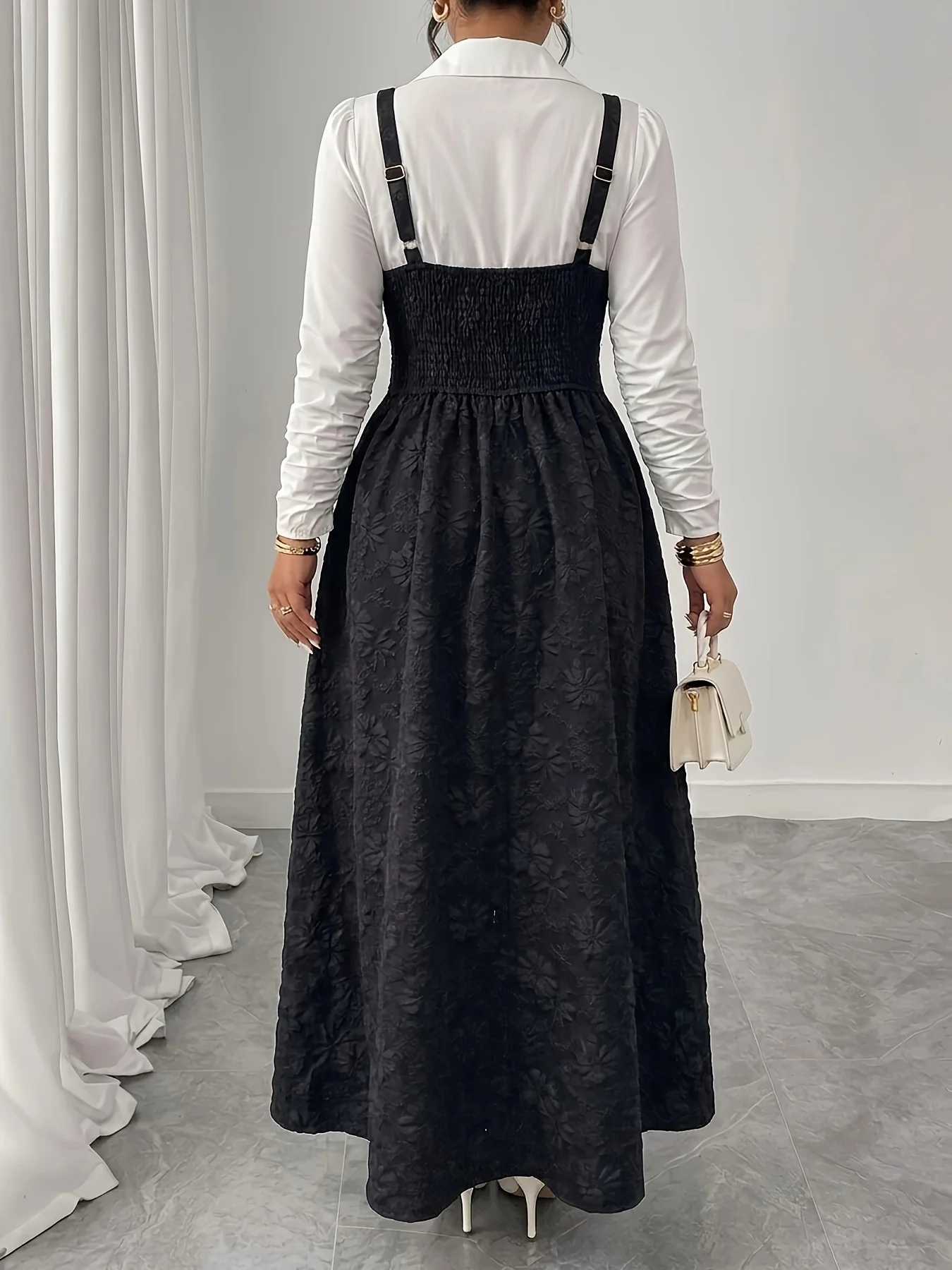 Plus Size Women's Square Neck Suspender Overall Dress - Designer Style
