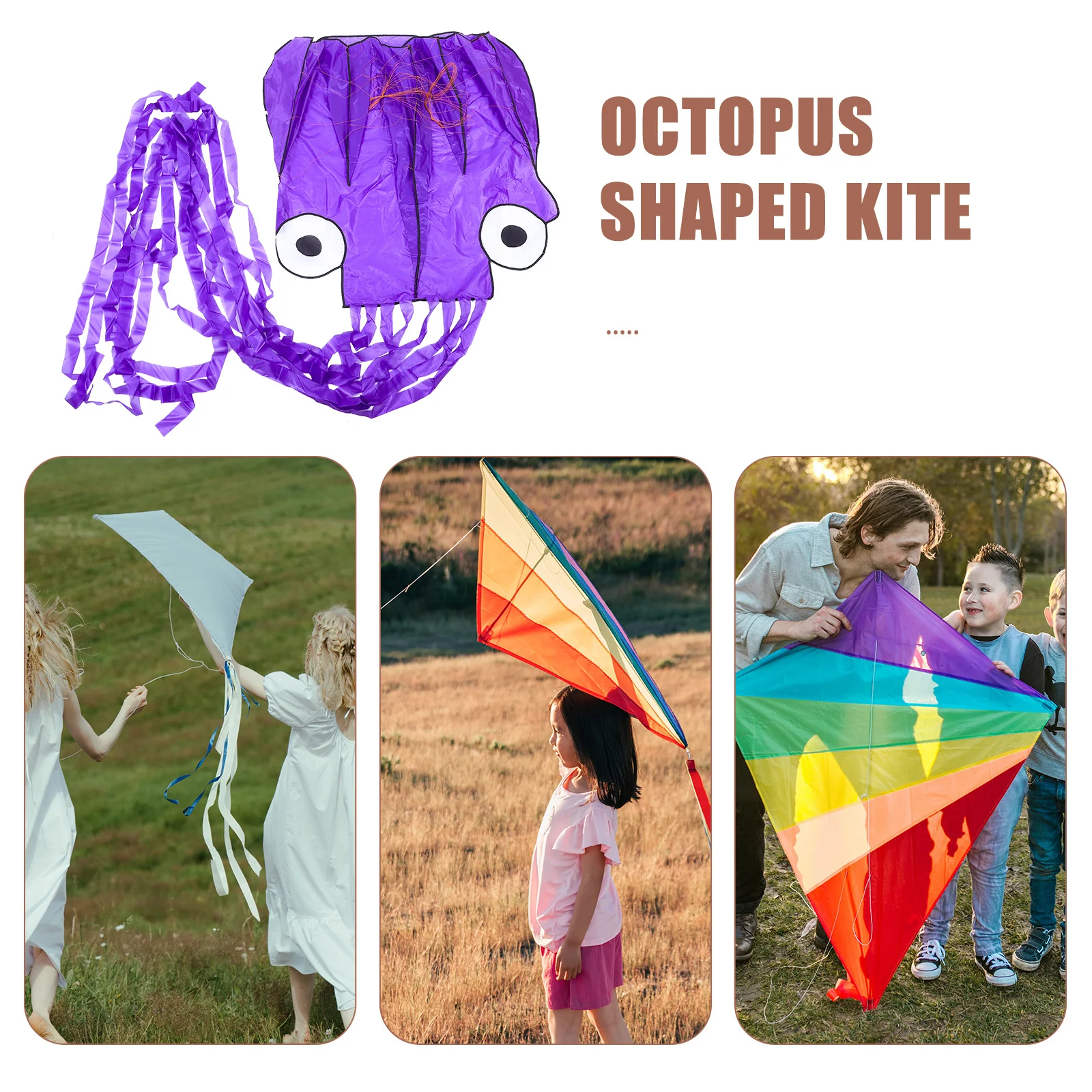 Colorful Octopus Kite Long Tail Outdoor Beach Park Cloth Material Flying Kite Cartoon Kites, Kites Toy