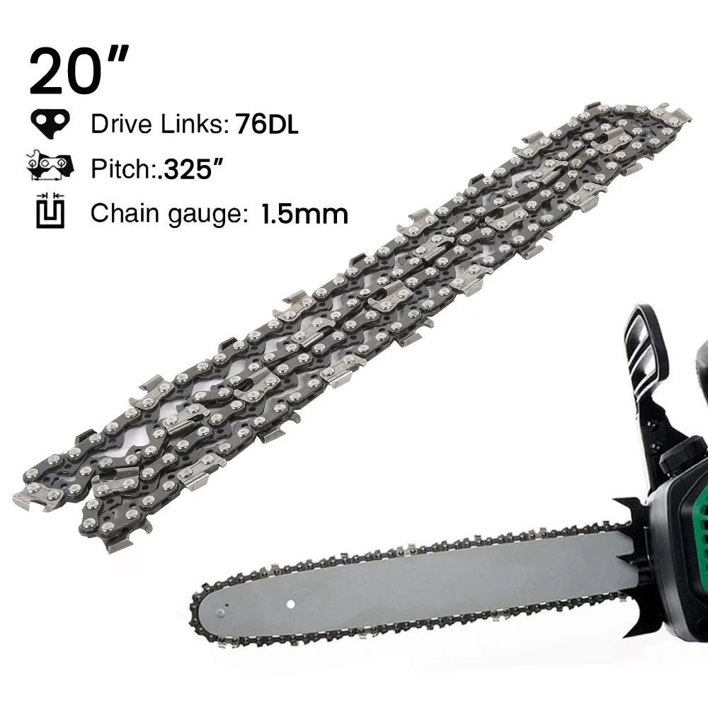 Chainsaw Chain 20 Inch Alloy Steel Saw Chain Sharp Heavy Duty 76 Drive Link Chainsaw Chain for Gardening Camping Survival Gear