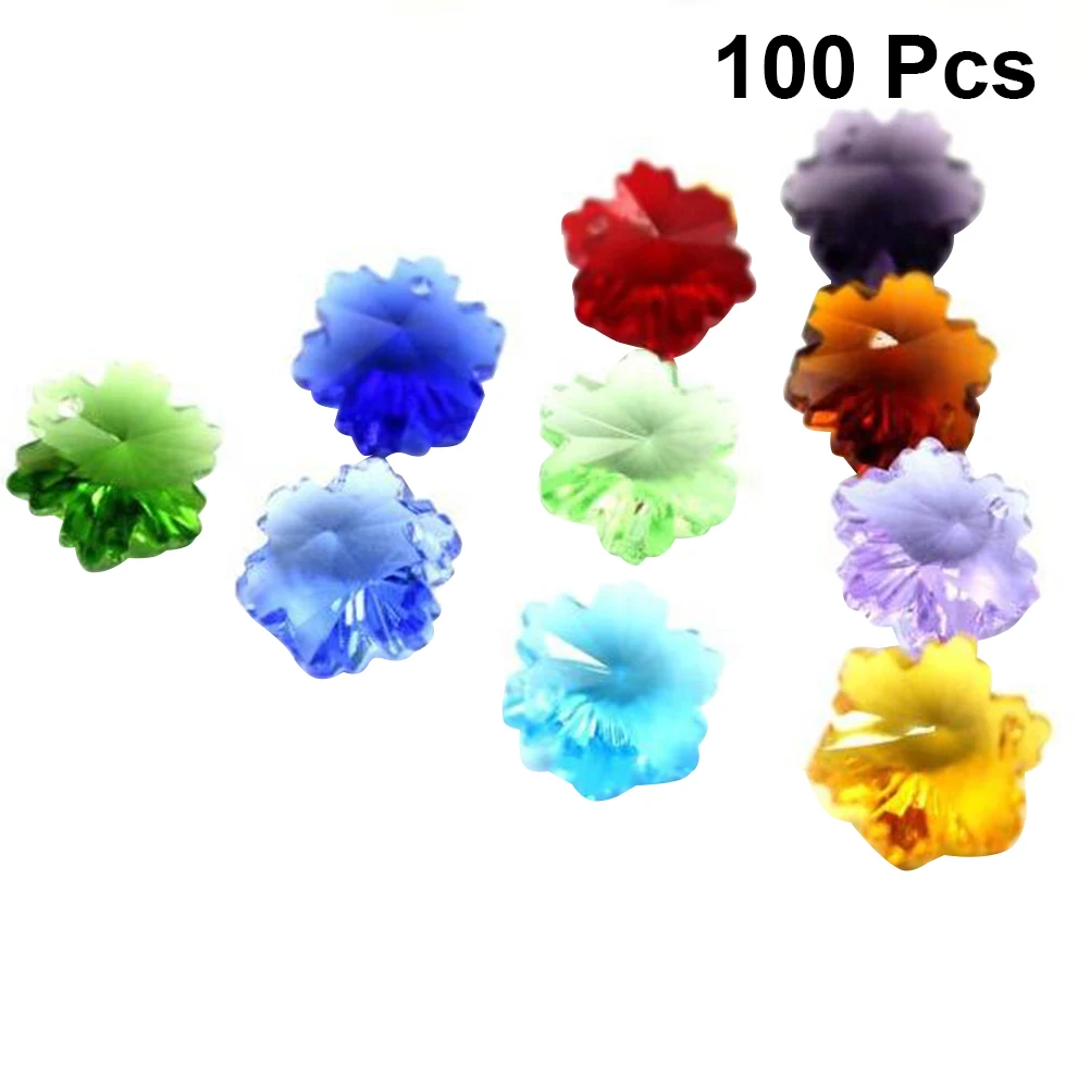 

100 Pcs Crystal Pendant Accessories Glass Snowflake Charms Beads Bracelet Necklace DIY Jewelry Craft Pendants Single Hole