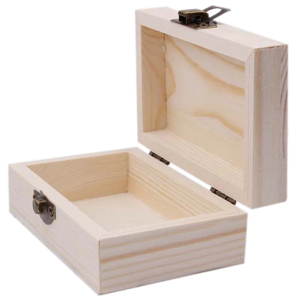 

Solid Wood Box With Lid Jewelry Storage Trinket Organizer Diy Craft Wedding Gift Bridesmaids Favor Case