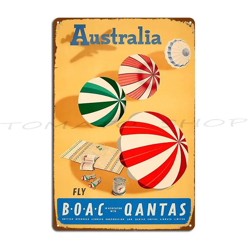 1950S Australia Sunshine And Surf Metal Plaque Poster Wall Cave Wall Decor Bar Wall Decor Customize Tin Sign Poster