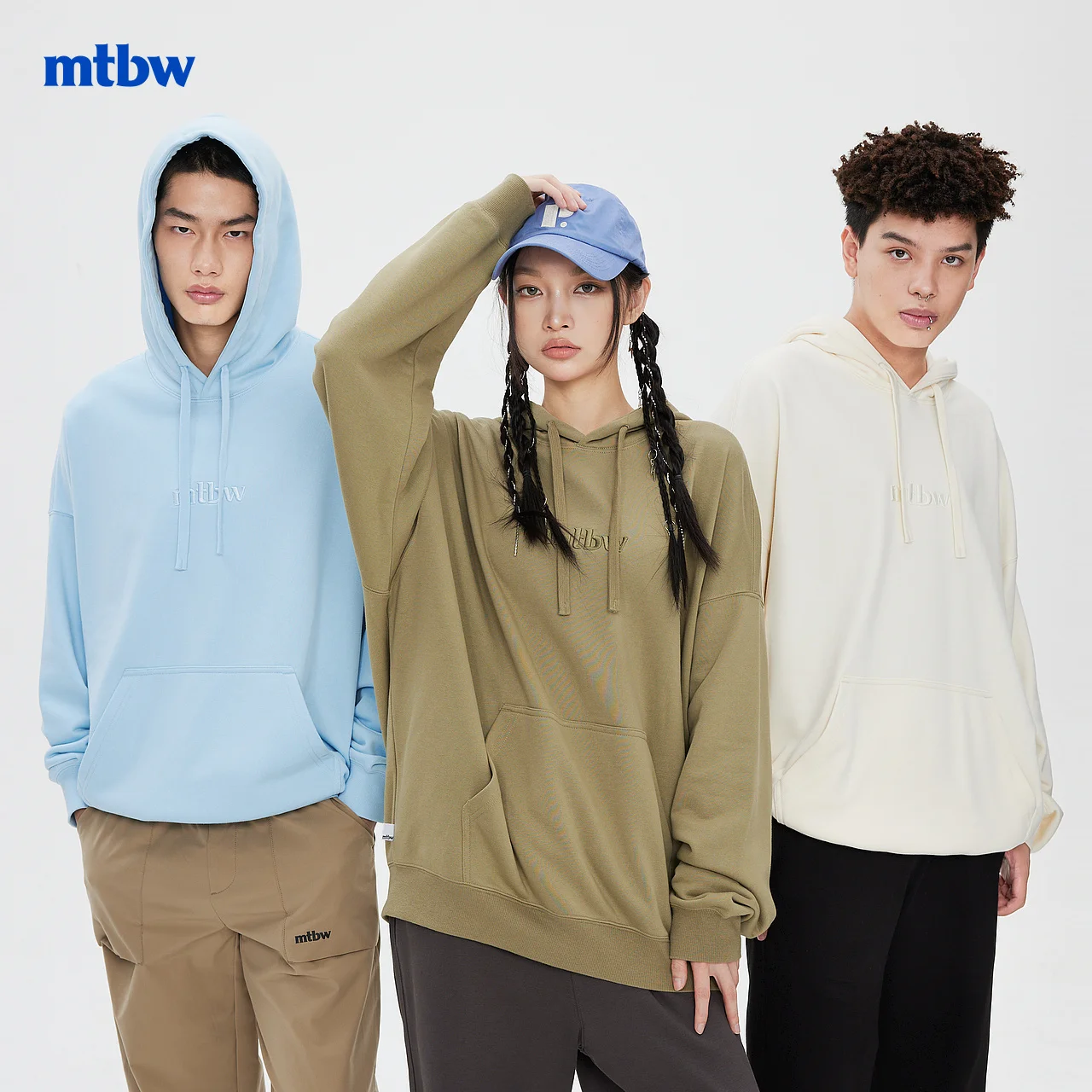 

Metersbonwe-Hoddy Men Women's Knit Pullover Classic Embroidery Logo Solid Color Hoodie Casual Youth Teenager Winter