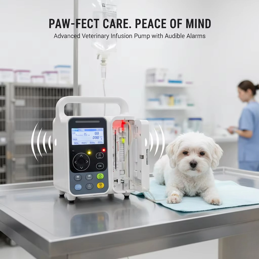 Veterinary surgical equipment, intelligent infusion pump for animal emergency care, with rechargeable batteries