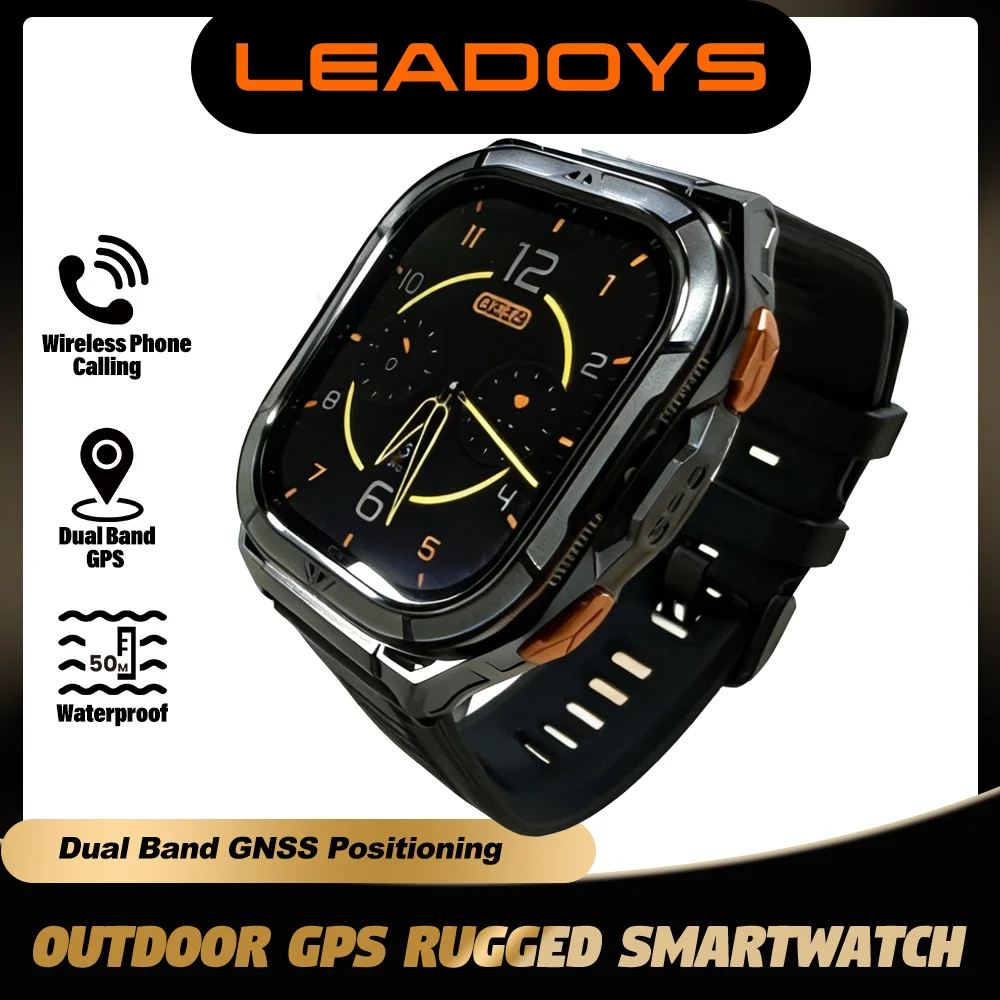 

2026 New X5 Smart Watch Dual Band GPS 1.96'' AMOLED Square Screen 5ATM Waterproof 150+ Sports Modes 550mAh Battery 24H Heart Rat