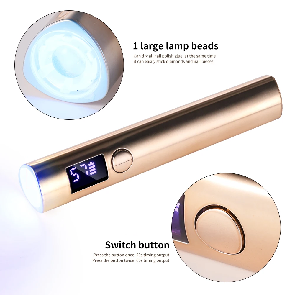 LIMEGIRL Portable Mini Nail UV LED Lamp con Display a LED per smalto Gel per unghie asciugatura asciugatura ricaricabile Manicure UV Light Dryer