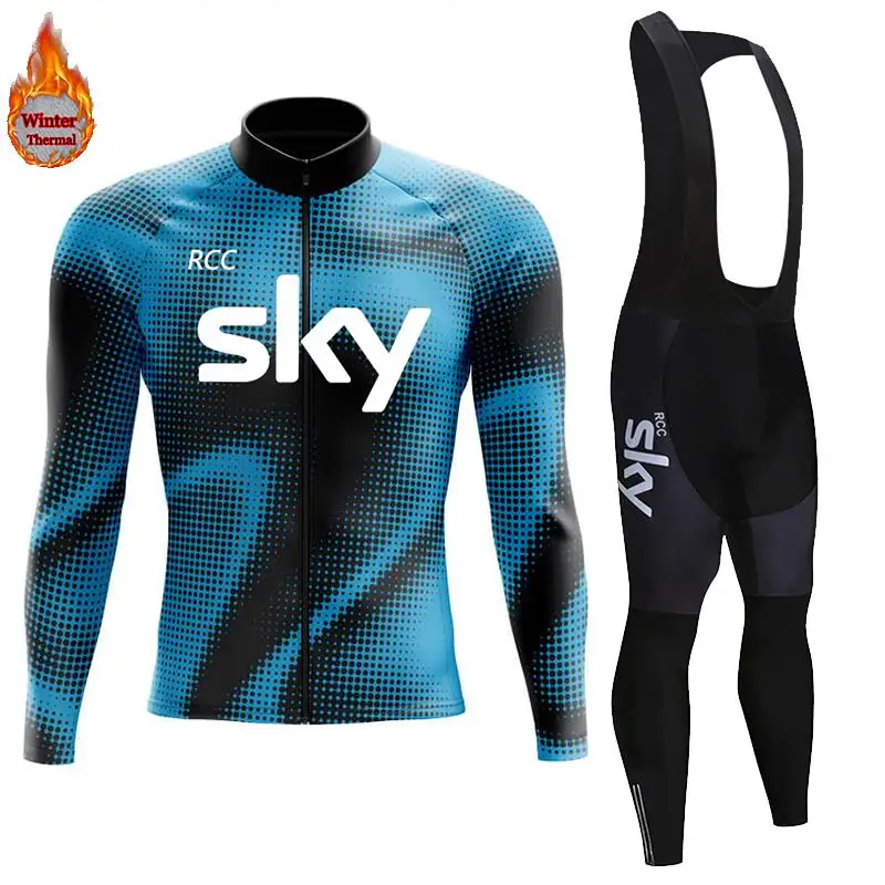 

2026 RCC SKY Winter Thermal Fleece Cycling Jersey Men's Mtb Clothing Man 2023 Blouse Uniform Bicycle Clothes Complete Set