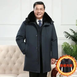 Chaqueta de plumón con capucha para hombre, Parka gruesa y cálida, abrigo largo de pato blanco, invierno y otoño, novedad de 2025