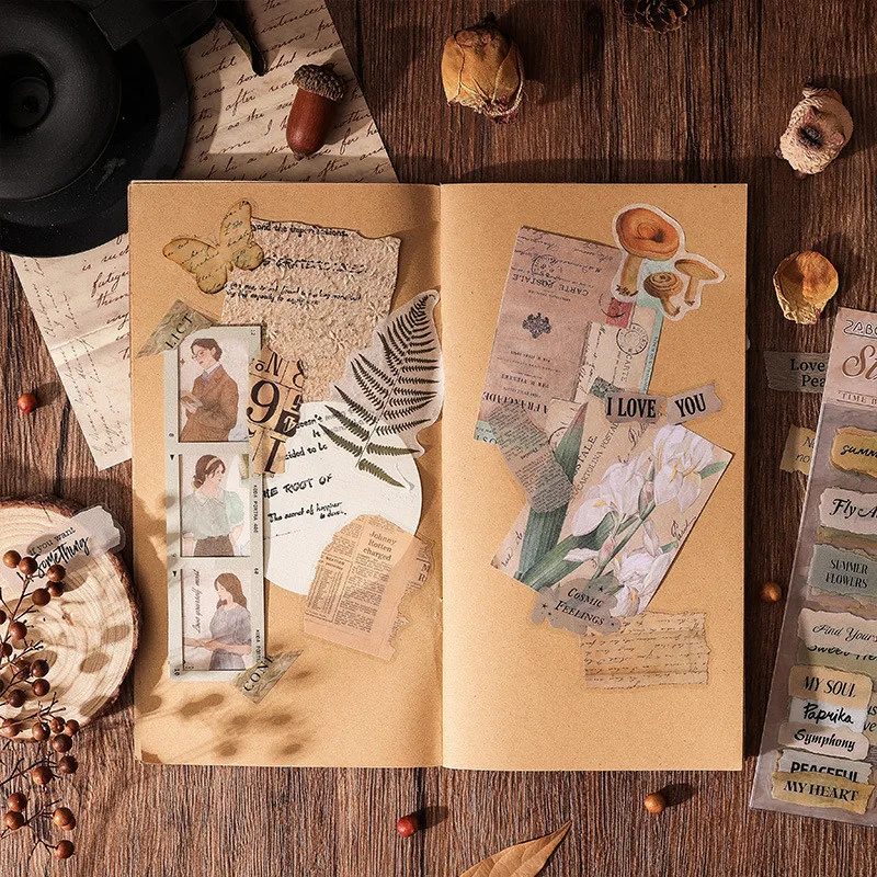 6 Sheets PET English Phrases Stickers DIY Diary Decoration Sticker Album Scrapbook Junk Journal Aesthetics Sticker