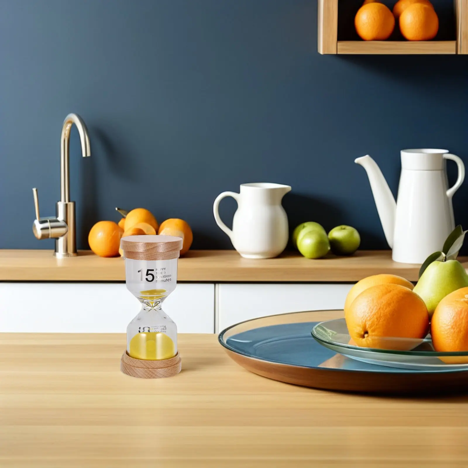 15 Minutes Wood Frame Hourglass Sand Timer Kitchen Cooking Study Office Classroom Baking Tabletop Decorative Sand Clock