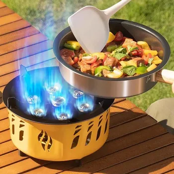 Réchaud de camping à 7 cœurs, Eva à gaz haute puissance, réchaud coupe-vent, allumage électronique, réchauds d'extérieur pour la randonnée et le camping, 20000W