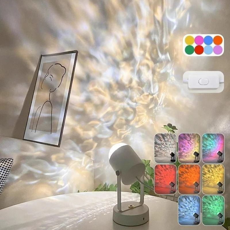 Festival Decoration Atmosphere Small Night Light Layout Romantic and Dynamic Space Water Ripple Small Night Light