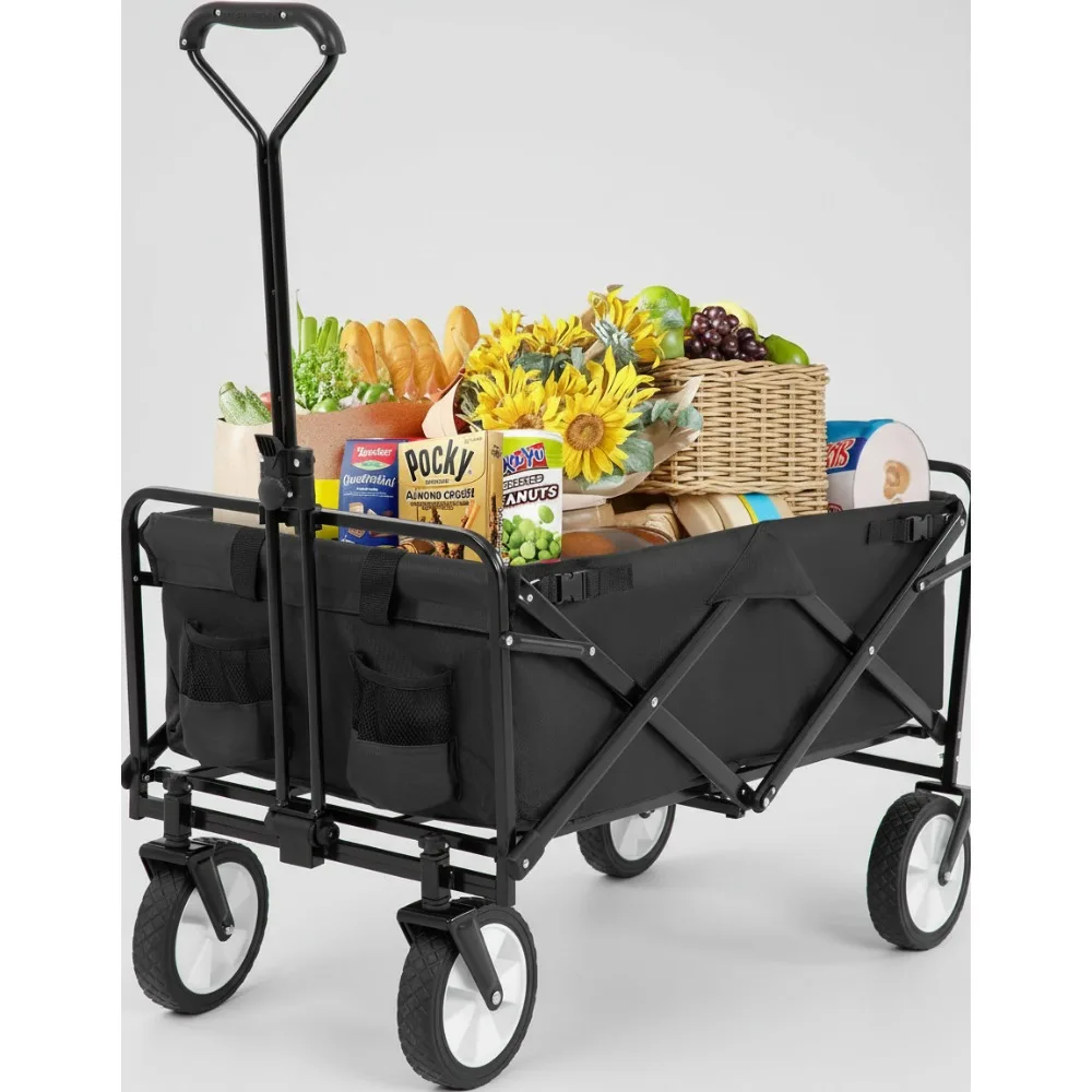 

39'' Heavy Duty Collapsible Wagon Cart, 330LBS Capacity Foldable Utility Cart for Outdoor Sports Camping Garden Shopping