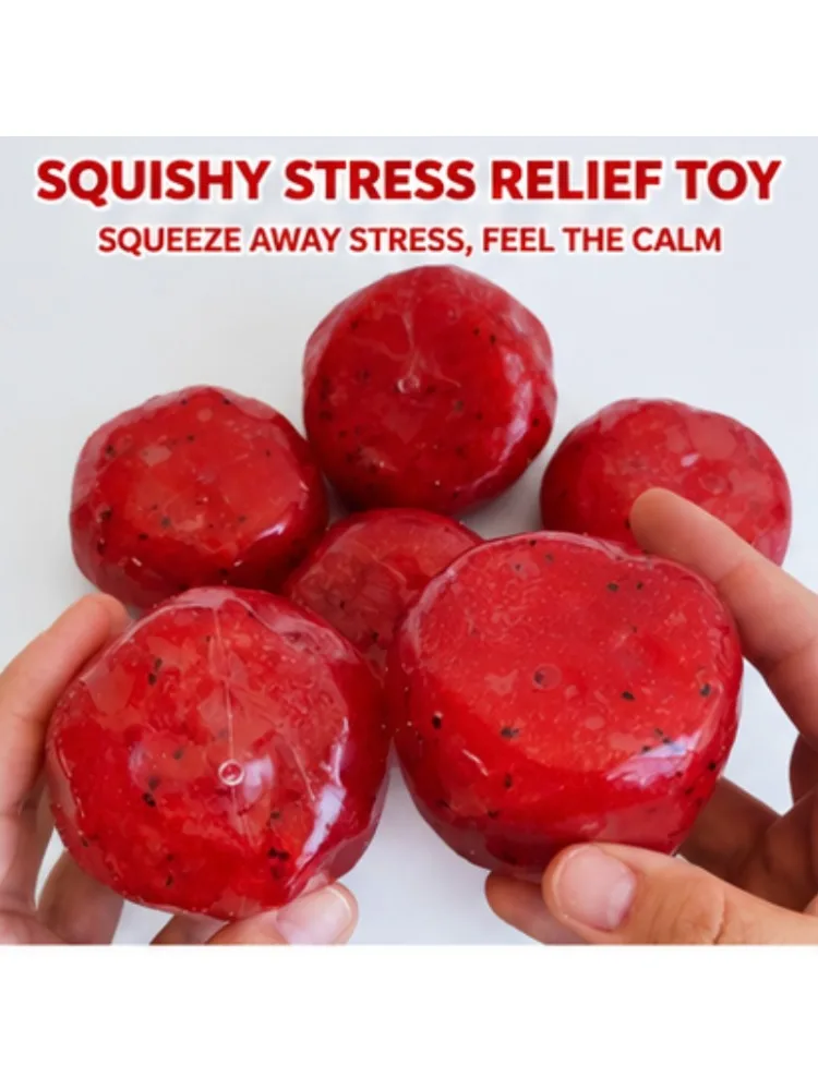 NEUES Handgefertigtes Wassermelonen-Squishy-Spielzeug, Weich, Langsam Zurückfedernd, Stressabbauend, ADHS-Quetschspielzeug, Realistisches Fruchtmodell, Geschenk für Erwachsene
