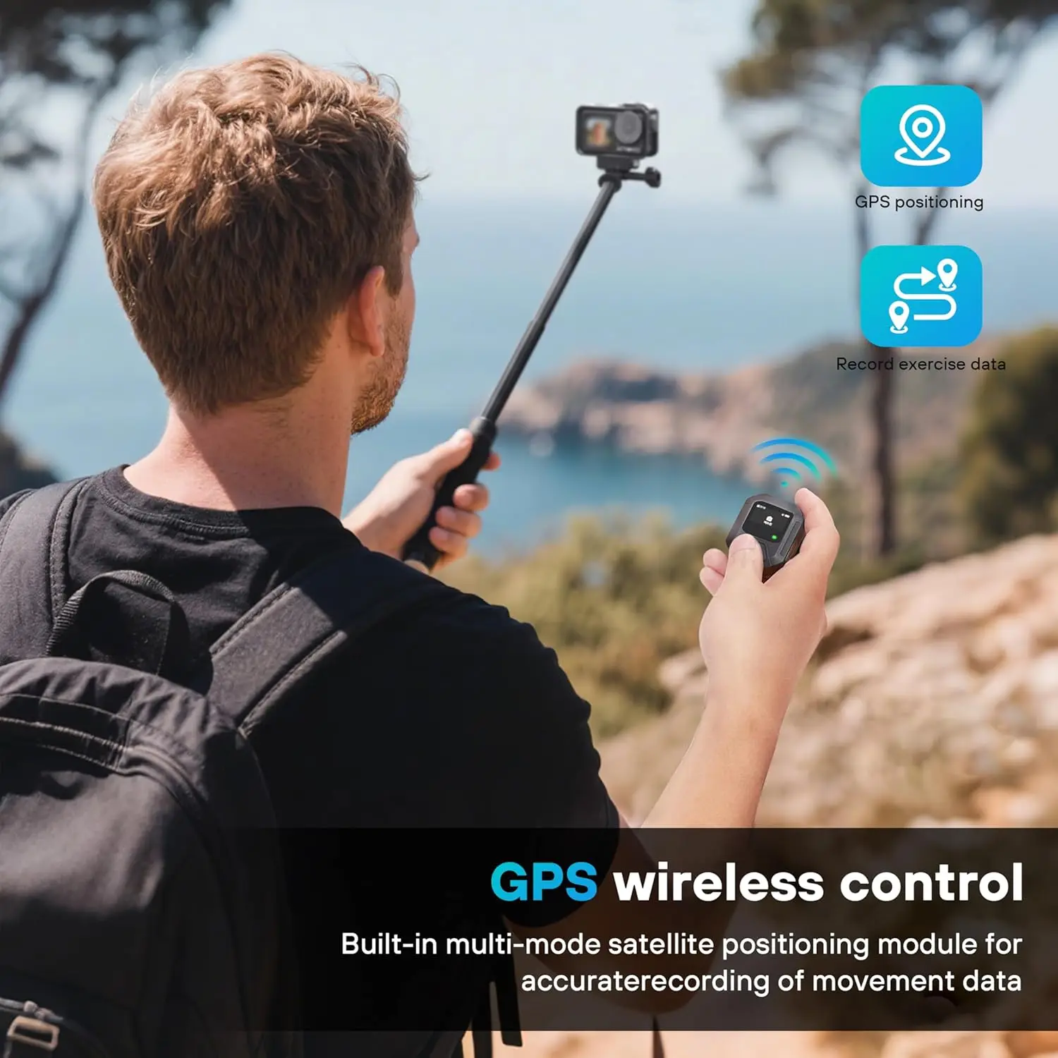 GPS-Fernbedienung für DJI Osmo Action 6/Action 5 Pro/Action 4, GPS-Funkfernbedienung mit Handschlaufe, 25 m Reichweite, intelligentes Action-Zubehör, ideal für Outdoor-Sportarten