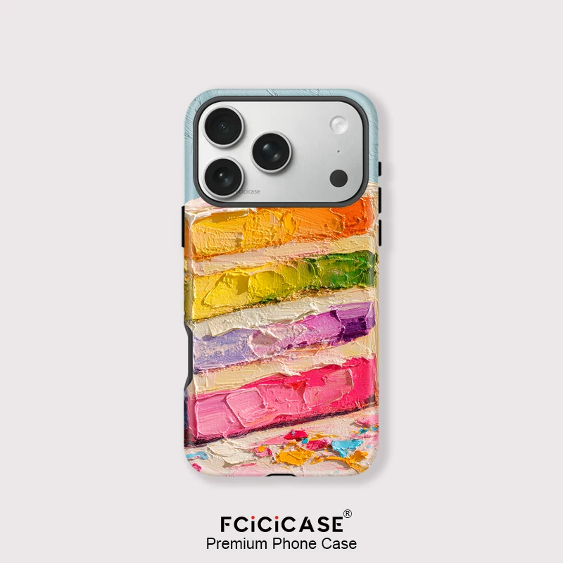 

Fcicicase Colorful Painting Phone Case for iPhone 17 16 15 14 13 12 11 Pro Max Air Plus Luxury Double-layer Back Cover