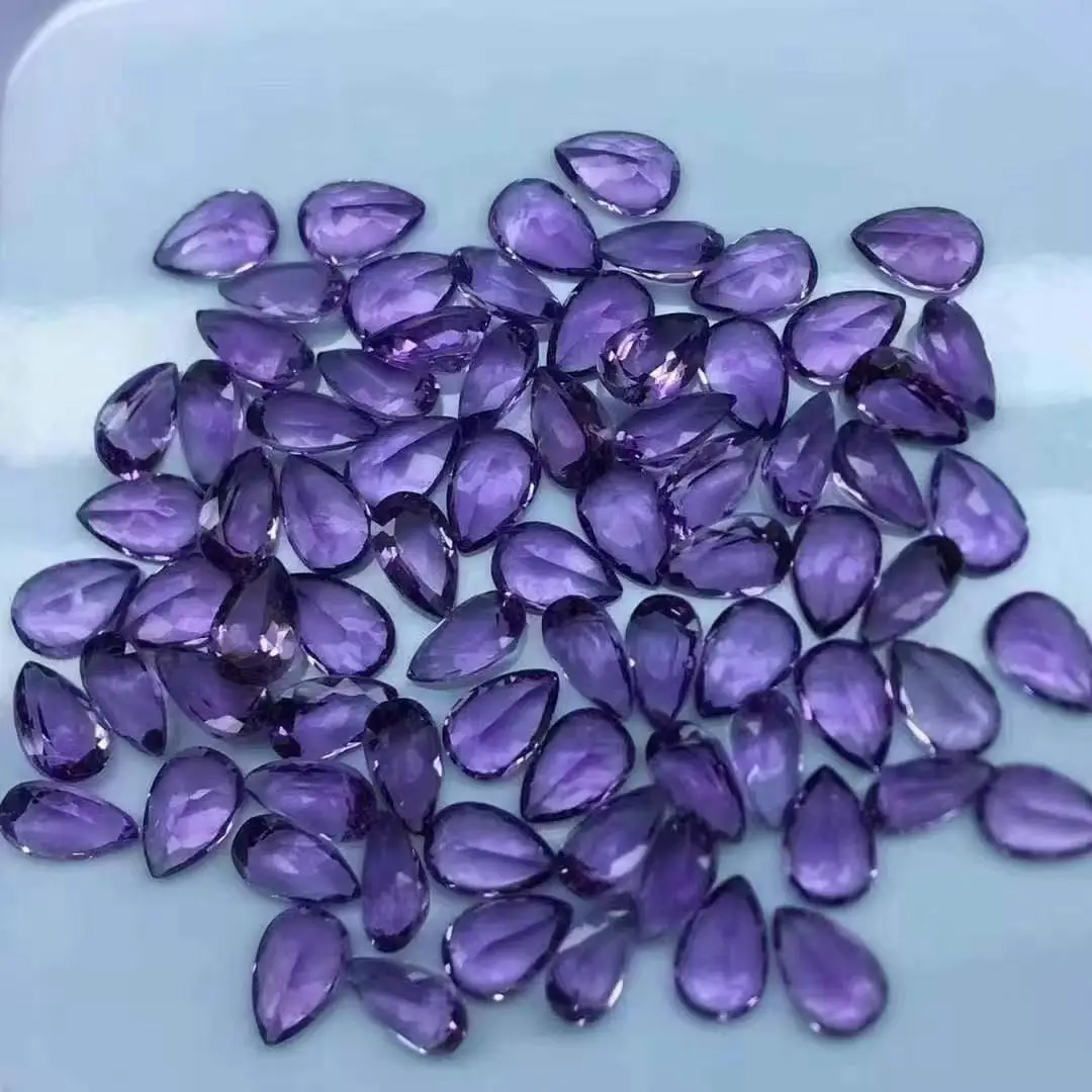 

20 шт., каплевидное кольцо из чистого натурального аметиста, размер 5x8 мм