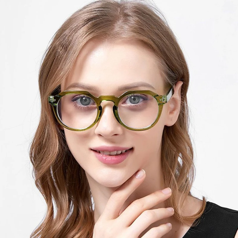 Computer Glasses Frame Women Men Colorful Fashion Round Eyewear Party Travel Female Male Blue Light Blocking Glasses