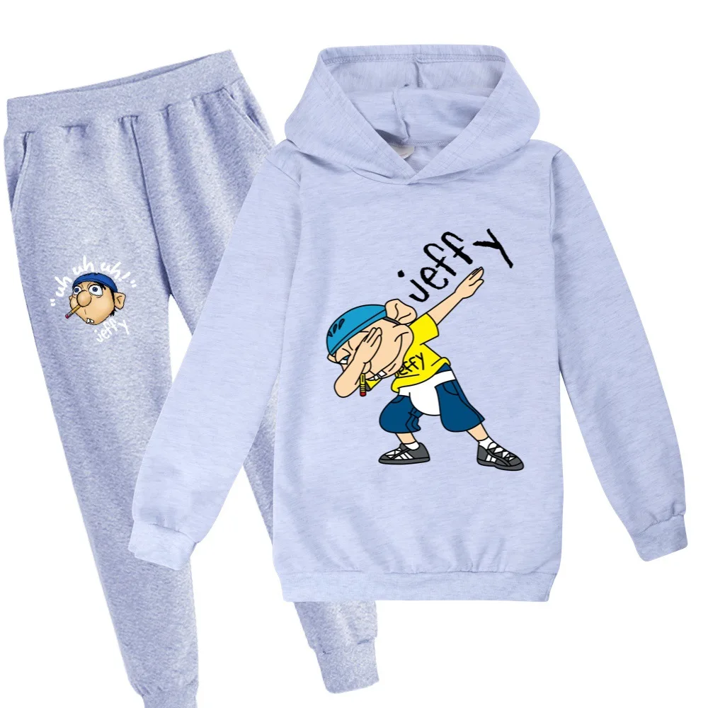 2026 Fall Cartoon Jeffy Puppet Clothes Baby Boys Clothing Sets Children Halloween Outfits Teenager Girls Hoodies+Pants 2pcs Suit