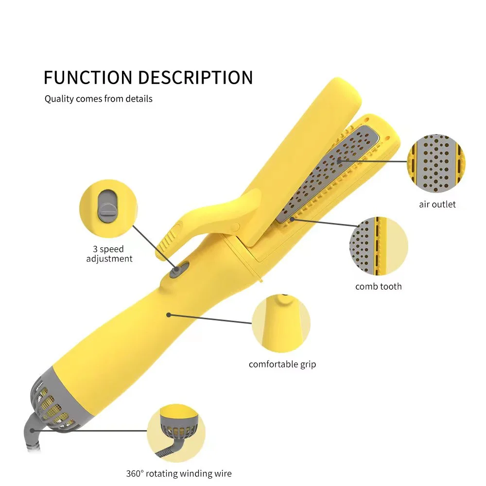 Custom Professional 2-in-1 Hot Air Straightener Styler Electric Ceramic Hair Iron Ionic Airflow Custom Professional Hair Styler