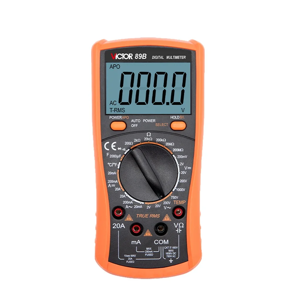 RUOSHUI 89B 1999 Counts Lcd Display Data Hold Digital Multimeter Tester Multimeter Digital Professional with Diode Test AutoOff