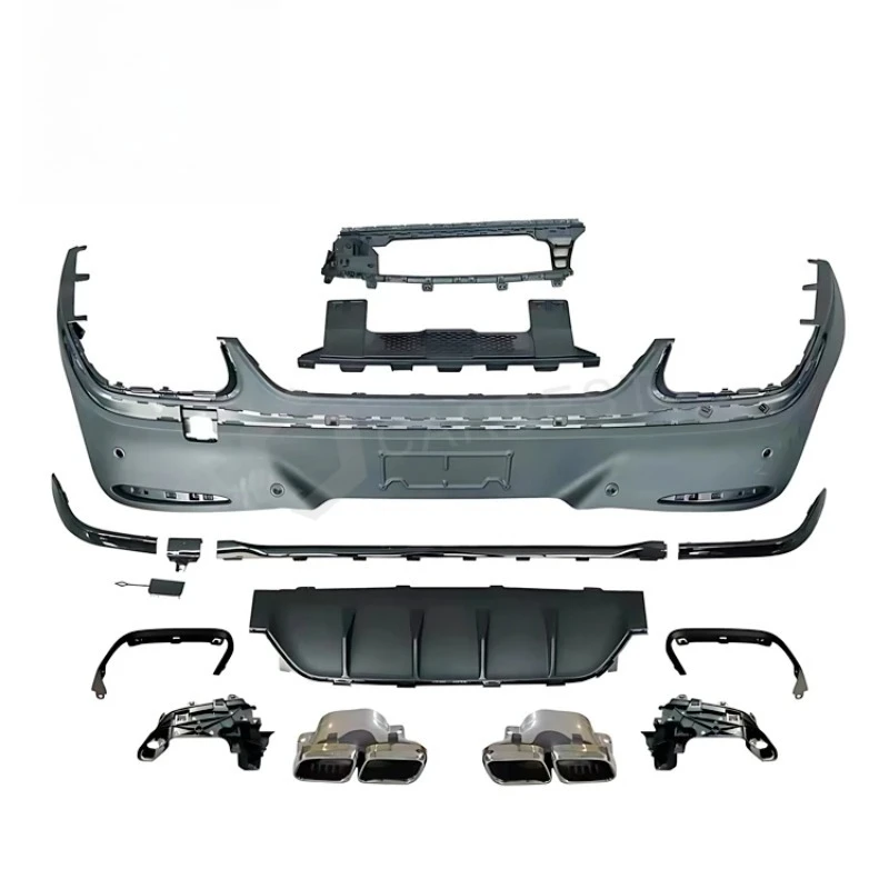 

For C254 GLC43 Coupe Rear Bumper Diffuser Valance With Quad Exhaust Pipe Outlets Style Rear Lip Spoiler Upgrade Fits GLC43 Coupe