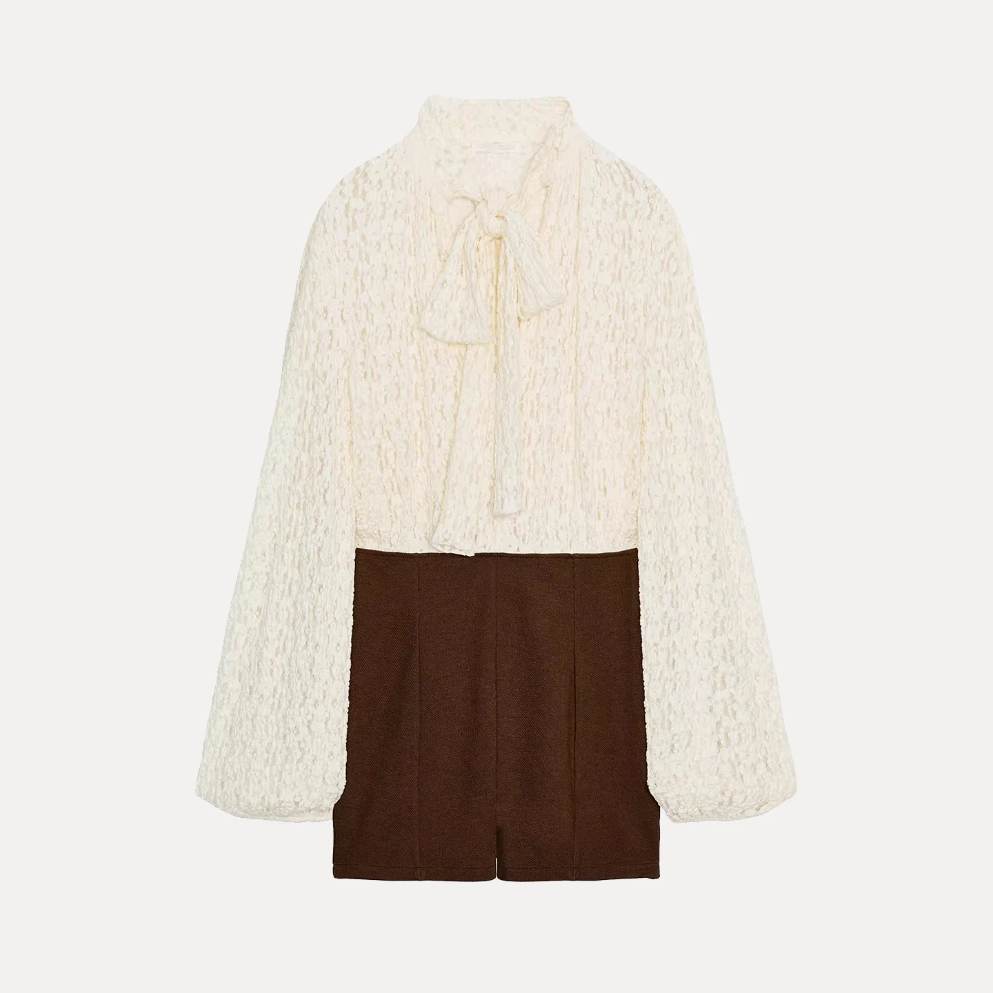 Ort بذلة مع عقدة الربط تصميم المرأة Sle عالية الخصر تخفيف السراويل الساق المستقيمة الخريف وصول جديد