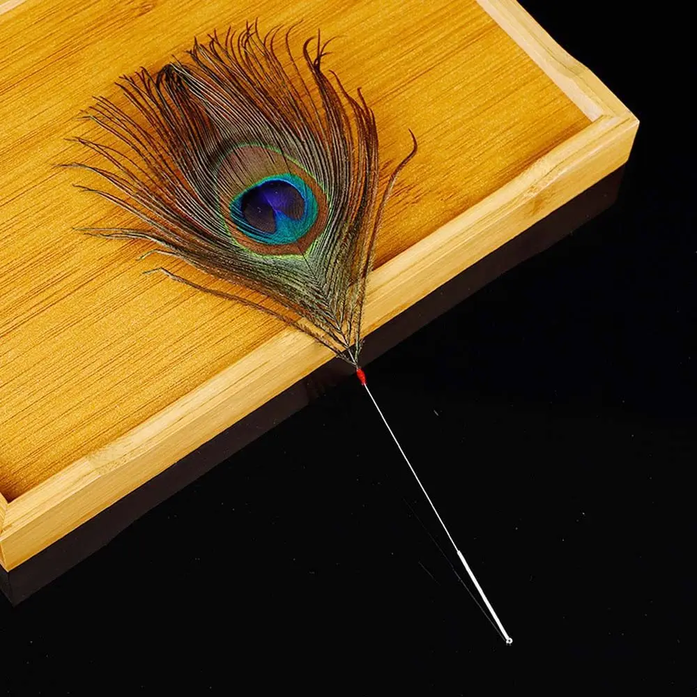 

Useful Peacock Feather Health Care Wax Remover Silver Needle Ear Cleaner Stick Earpick Ear Dig Tools