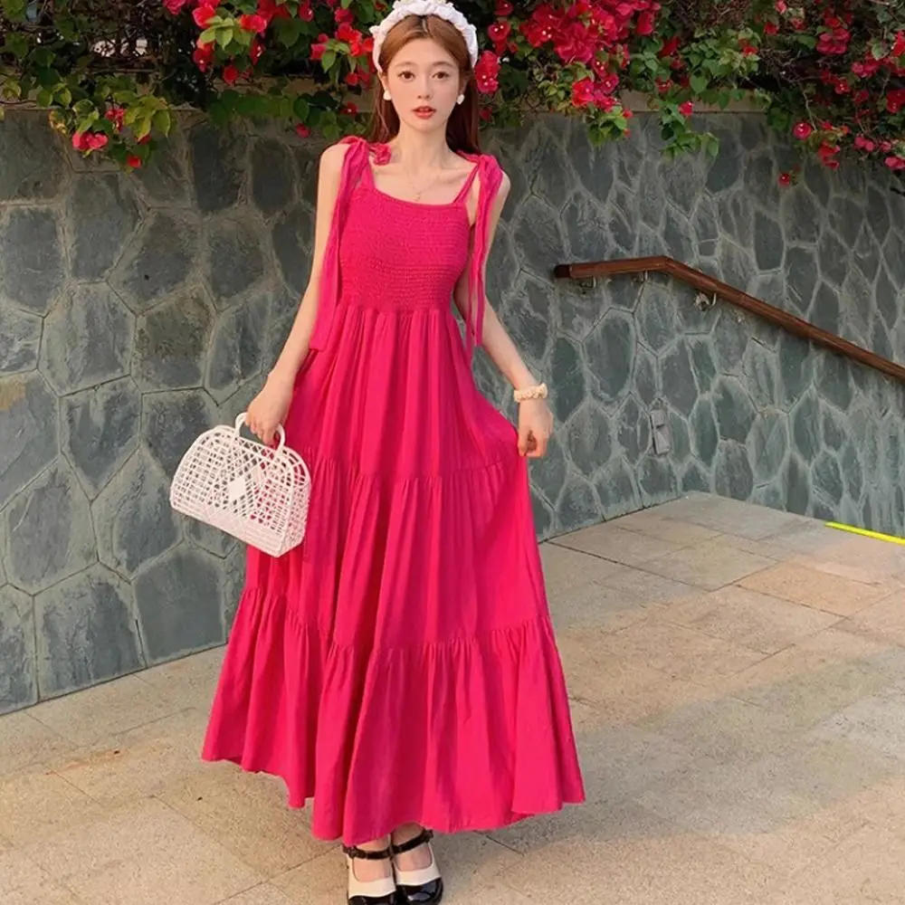 

Casual Loose Girl Princess Dress Ruffle Edge Sweet Teens Cake Sling Dress Sleeveless Children Beach Dress Kids