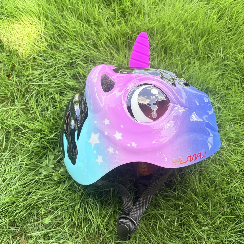 Limited Edition Children's Unicorn Series Helmet - Year of the Horse Bicycle Skateboard Pulley Certified Safety with Soft Horn