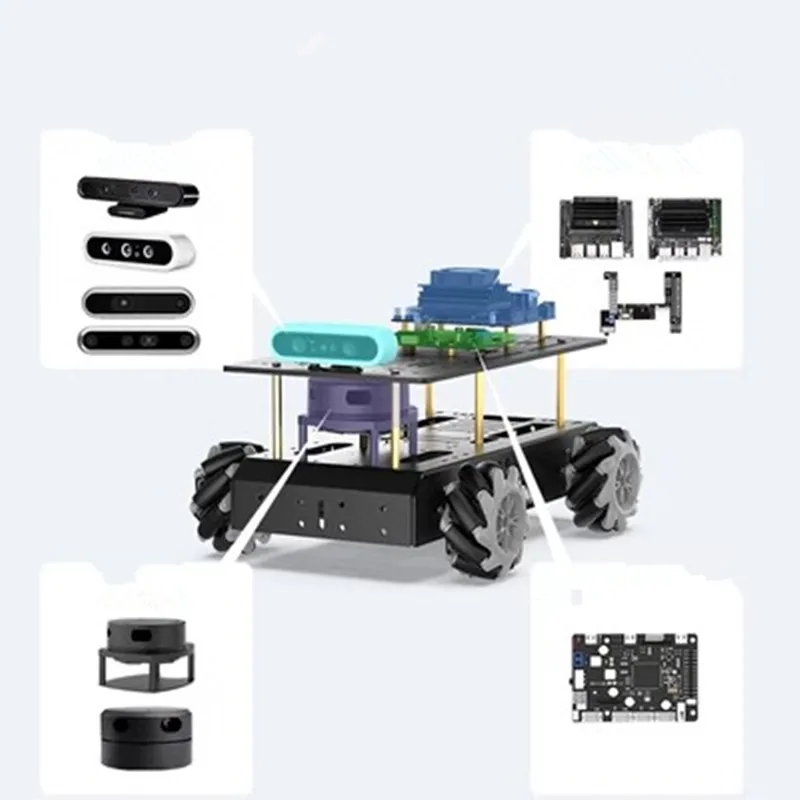 Metal 4WD Chassis Do Carro com Roda Mecanum, Roda Omnidirecional, Roda Universal ROS, DIY Robô Inteligente Stea, 80mm