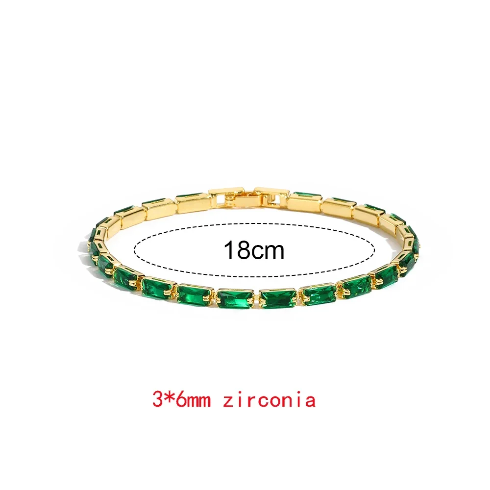 Luxus Smaragd Zirkonia CZ Tennis Armbänder für Frauen 18K Gold Überzogene Charme Grün Weibliche Armreifen Hochzeit Schmuck Geschenk