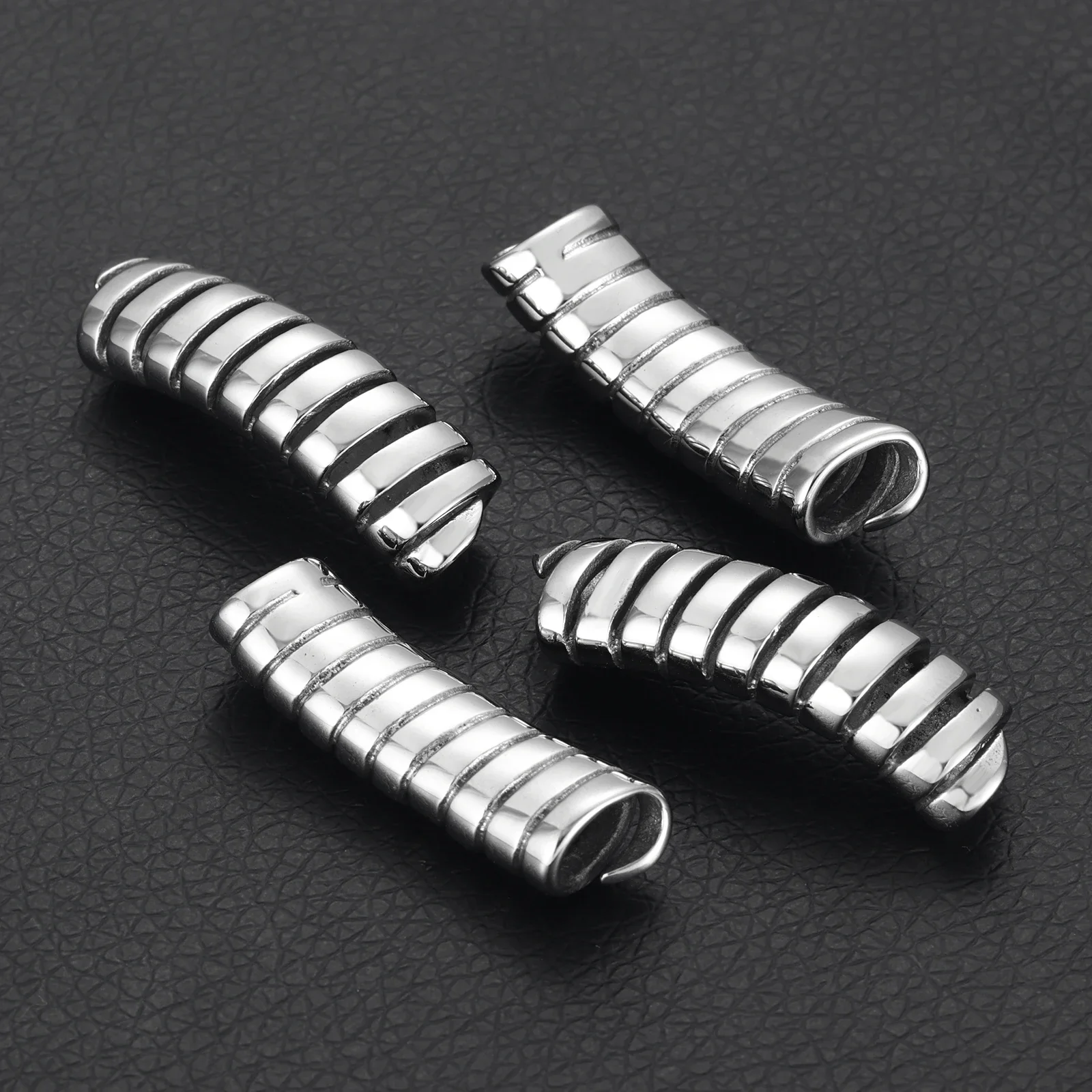 Stainless Steel Curved Flat Tube Beads Mirror Polish Hole 8*4mm Slide Charms for Bracelet Jewelry Making DIY Accessories