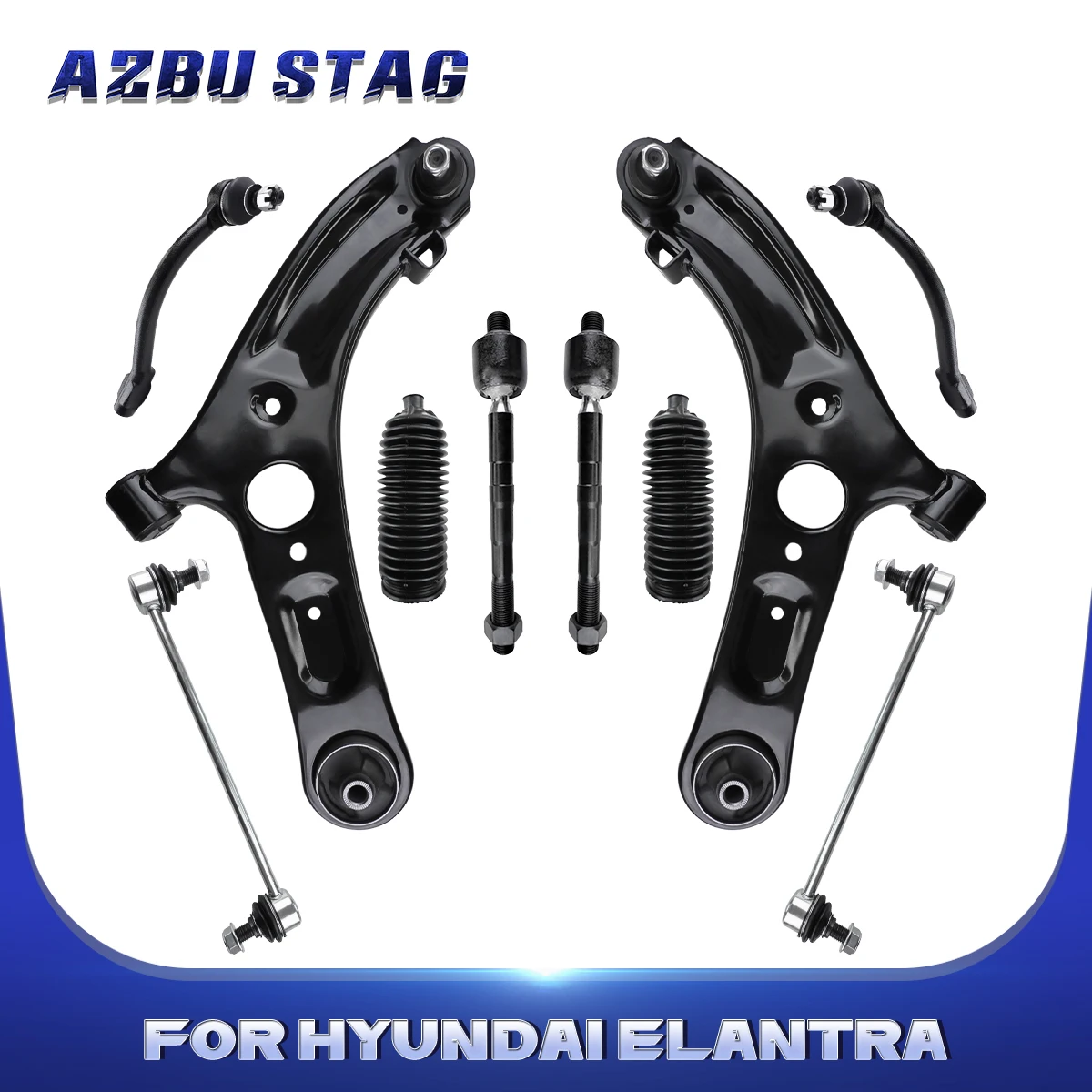 

AzbuStag 10Pcs Front Lower Lh Rh Control Arm Tie Rod Ball Joint Suspension Kit for HYUNDAI ELANTRA VELOSTER 2011-2017