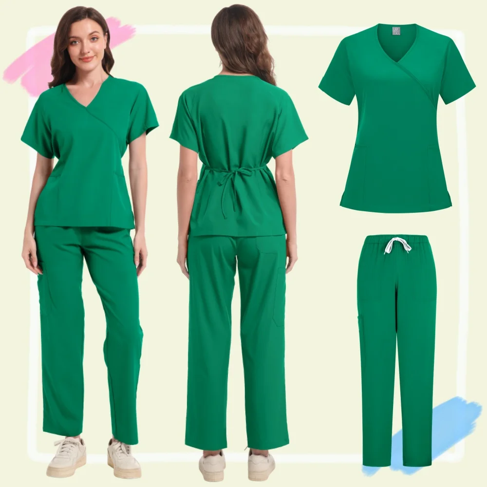 Laboratorio salón de belleza Hospital clínica Dental uniforme de médico manga corta resistente a las arrugas lavable cuidado de enfermera conjunto de Ropa de Trabajo