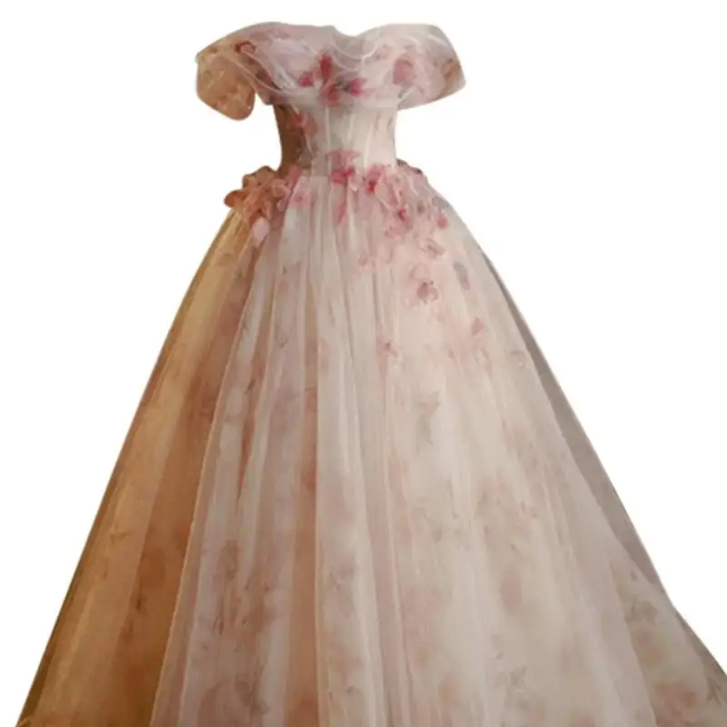 2024 sonhador ombro quinceanera vestidos fantásticos flores de rosa princesa vestido de baile tule apliques vestido de casamento personalizado