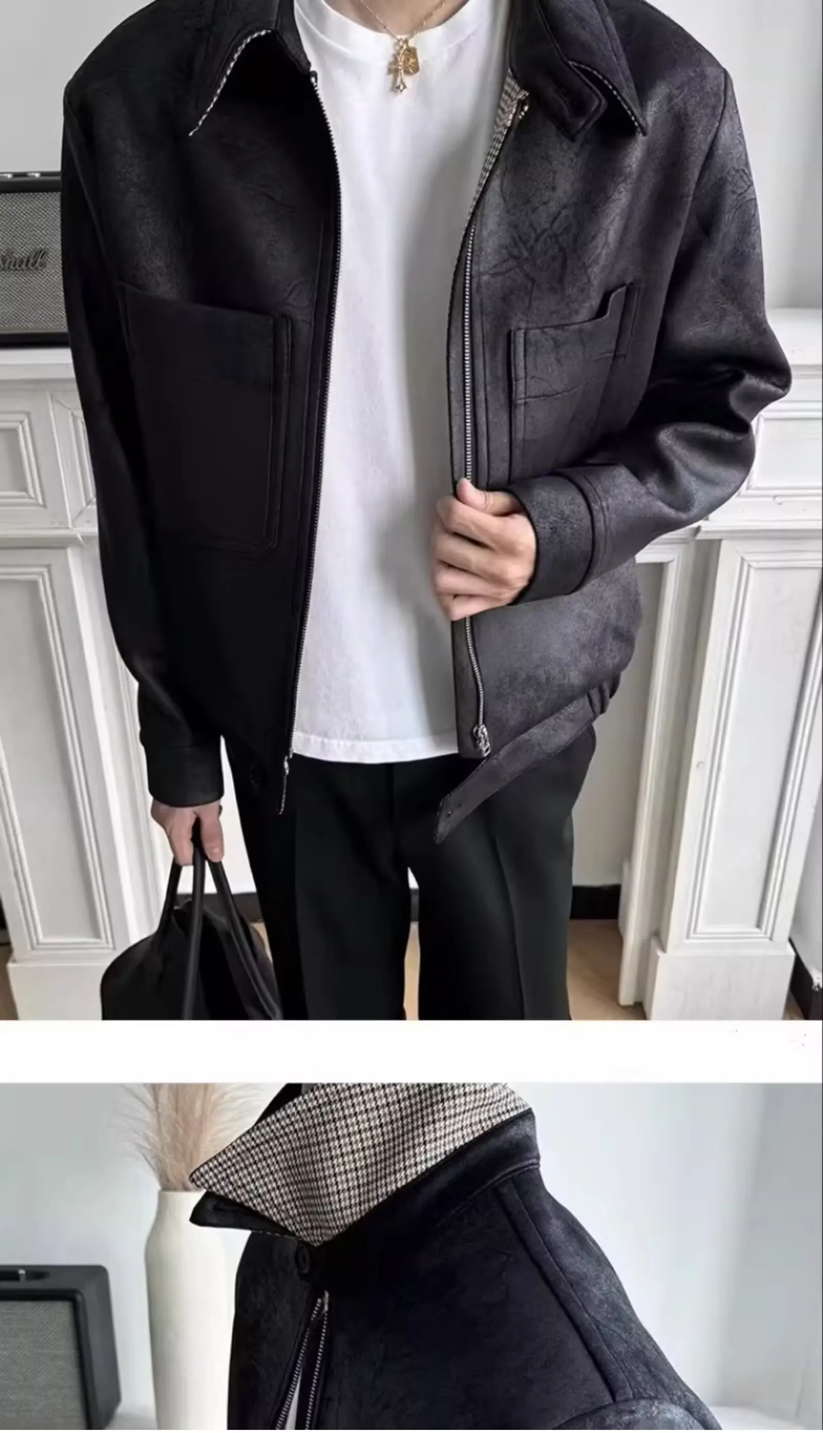 

Американский черный красивый мотоциклетный костюм, кожаная куртка, весенне-осенняя новая свободная уличная короткая модная куртка из искусственной кожи