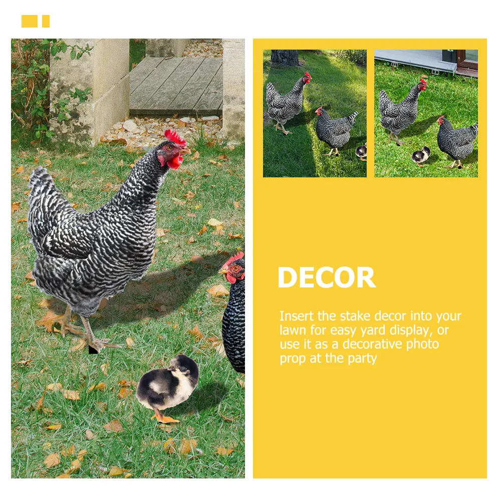 

3pcs Decorative Chicken Shaped Garden Stakes Lawn Yard Ornaments Outdoor Hen Insert For Farmhouse Style Backyard Decoration