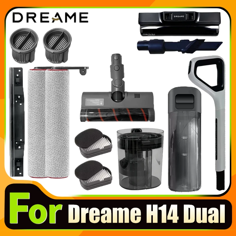 Original Accessories For Dreame H14 Dual/ H30 Ultra Mix Brush Roller Hepa Filter Water Tank Dustbin Replacement Spare Parts