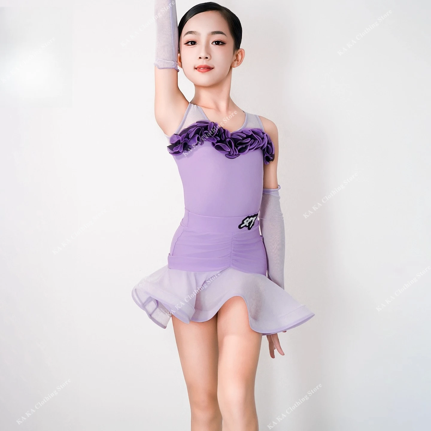 Salsa Latin Dance Dress Girls Cha Cha Rumba Samba Tango Dance Costume Girls Latin Practice Dress Child Ballroom Dress Standard