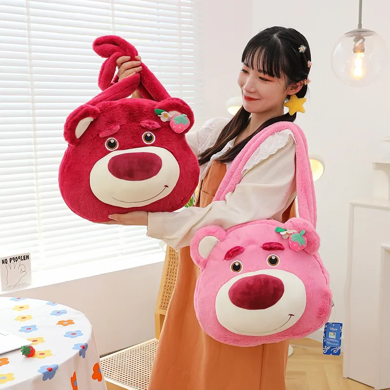 Disney Plush Crossbody Bag Strawberry Bear Shoulder Bag Toy Story Large Capacity Plush Doll Bag