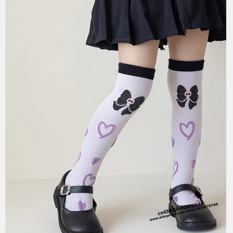 Kawaii Sanrio Kuromi Socks Anime Hello Kitty Spring Summer Sweet In The Tube Cartoon Socks Cute Girls Cotton Home Warm Sock