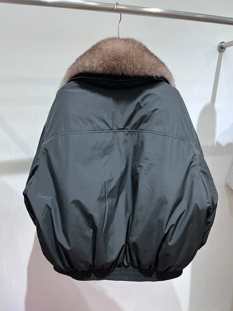 Nueva Chaqueta corta de otoño e invierno, abrigo con cuello de piel de zorro a la moda, chaqueta de plumas de ganso Natural para mujer, chaquetas acolchadas de lujo, gran oferta