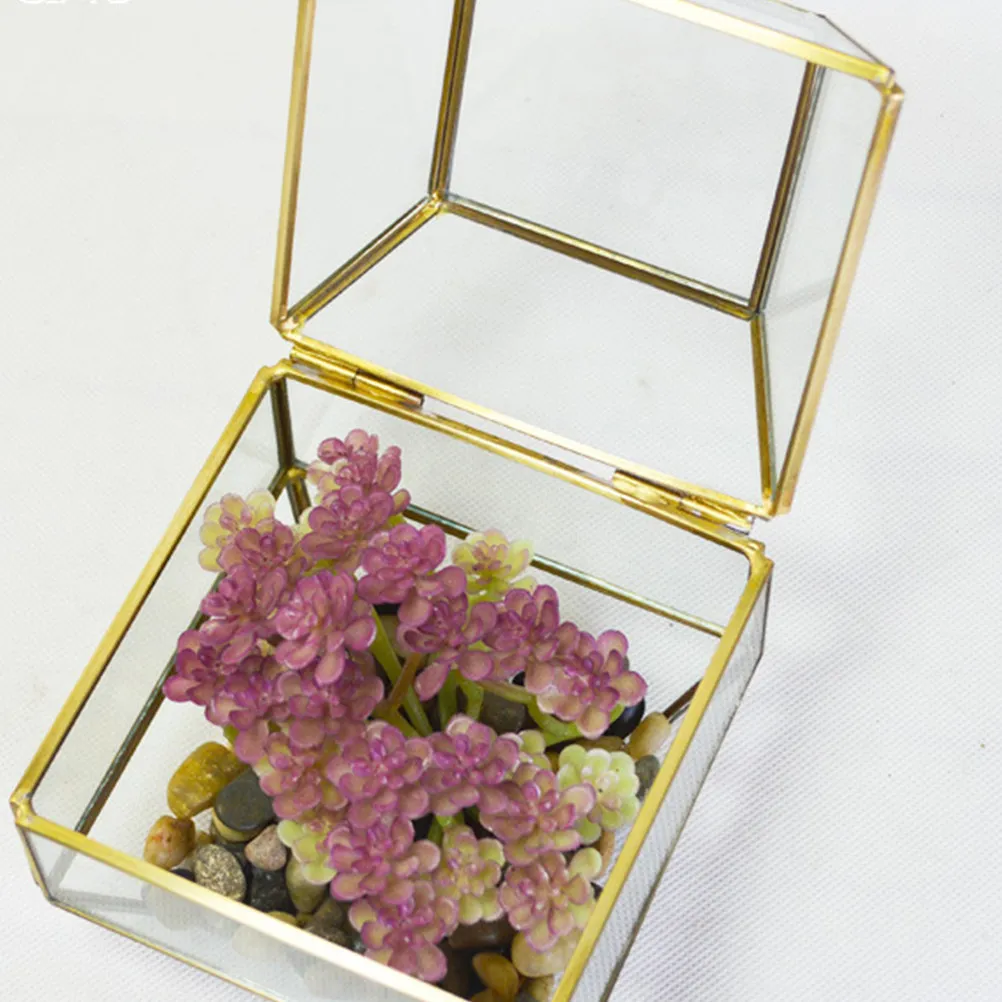 

3 Layers Glass Jewelry Storage Box Geometric Greenhouse Shaped Transparent Organizer for Necklaces Rings Watches Gift