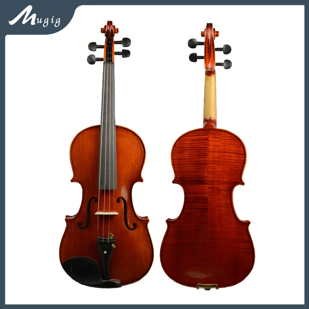 4/4 Size Concert Violin Beautifully Flamed Back Side Selected Aged Spruce Carefully Handmade Fiddle Rich Ebony Fitting Whole KIT