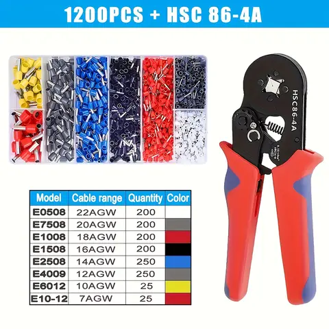 Alicates de prensado HSC8 6-4 0,25-10mm 2 23-7AWG para terminales tubulares de virola juego de abrazaderas de prensado de virola herramienta de electricista de cabeza de alambre