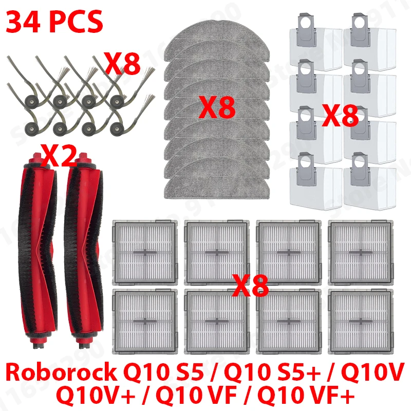 Voor Roborock Q10 S5 / Q10 S5+ / Q10V / Q10V+ / Q10 VF / Q10 VF+ Onderdelen Hoofdborstel Hepa Filter Stofzak Stofzuiger Accessoires